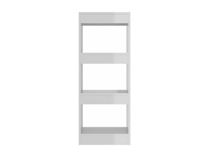 Glossy white engineered wood bookcase/room divider