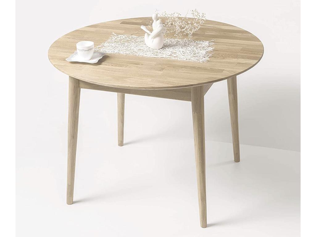Laviecasa MCKQ33763 Extendable round dining table, 120 to 155cm, in bleached solid oak