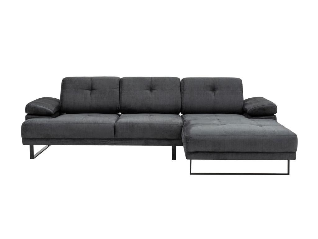 Large right-hand corner sofa in anthracite fabric and black metal, Meublori, 314cm