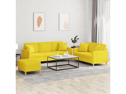 3-piece sofa set with light yellow fabric cushions
