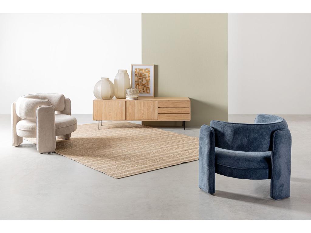 Low sideboard in wood and metal with 2 doors and 3 drawers, W160 - Laviecasa PLLL87329