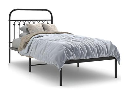 Metal bed frame with black headboard 90x200 cm