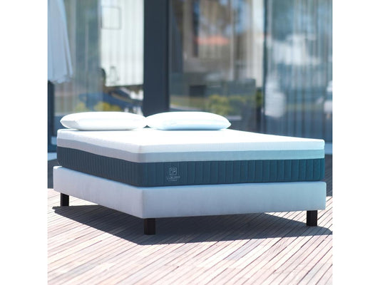 Upholstered bed base 140x190 grey Meublori Hotel range solid wood legs included