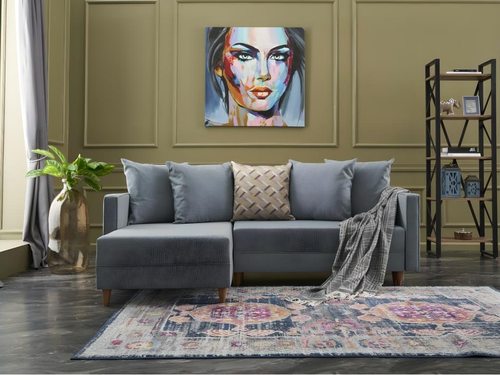 Laviecasa 215cm Left-Hand Corner Sofa in Blue Fabric MJBH18521