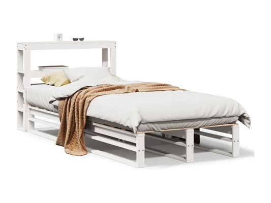 Bed frame without white mattress 75x190 cm solid pine wood