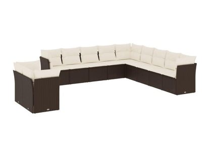 11-piece brown resin wicker garden furniture set and cushions FKGX56654