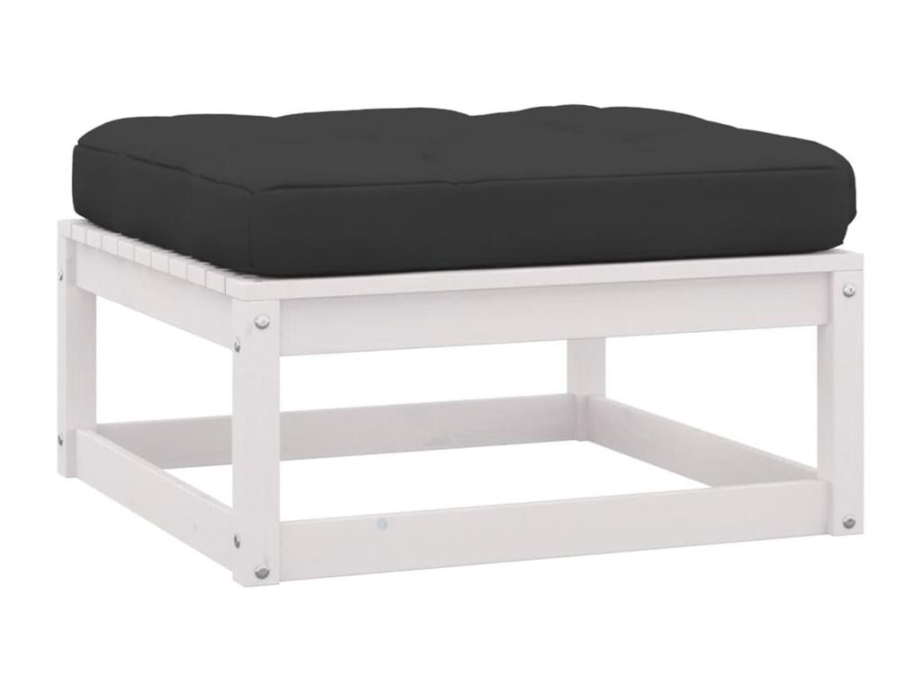 10-piece garden furniture set with cushions, white, solid pine wood