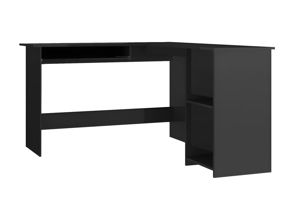 L-shaped corner desk, glossy black, 120x140x75cm, chipboard