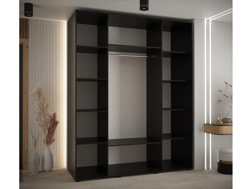 Meubiana 6 Sliding Door Wardrobe 235.2/190/60 3 Doors Black/Meubiana/Silver