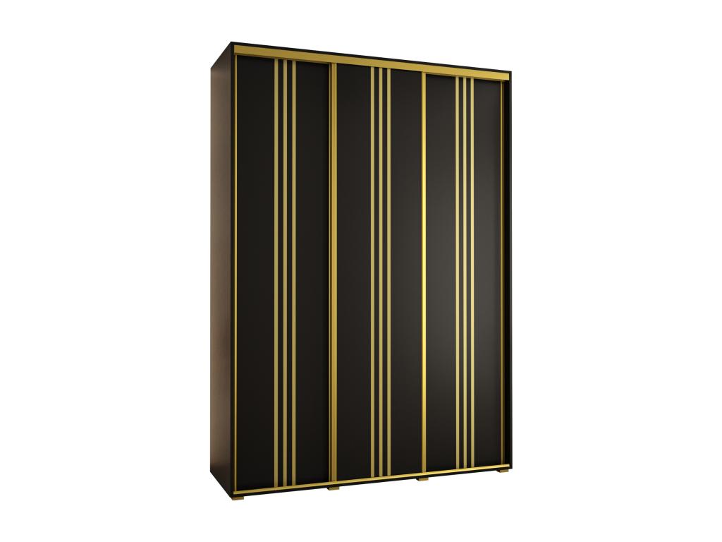 Laviecasa 6-Door Sliding Wardrobe 235.2/180/60 3 Doors Black/Black/Gold WIXY45111