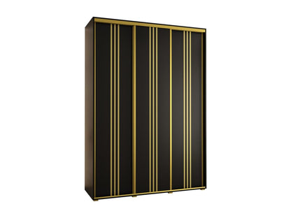 Laviecasa 6-Door Sliding Wardrobe 235.2/180/60 3 Doors Black/Black/Gold WIXY45111