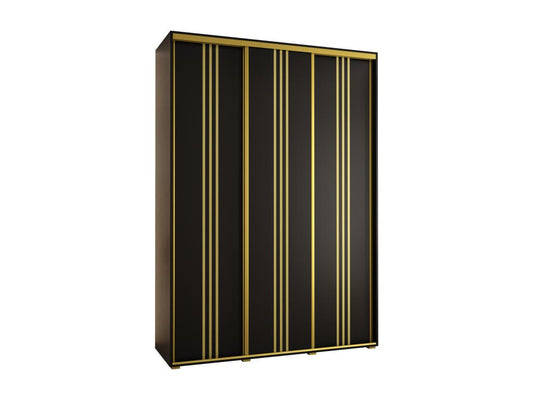 Laviecasa 6-Door Sliding Wardrobe 235.2/180/60 3 Doors Black/Black/Gold WIXY45111