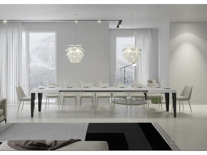 Laviecasa Extendable Dining Table - White - 4-Leg Base - 5 Slim Extension Leaves - Extends from 160 to 420cm - XXUN81692