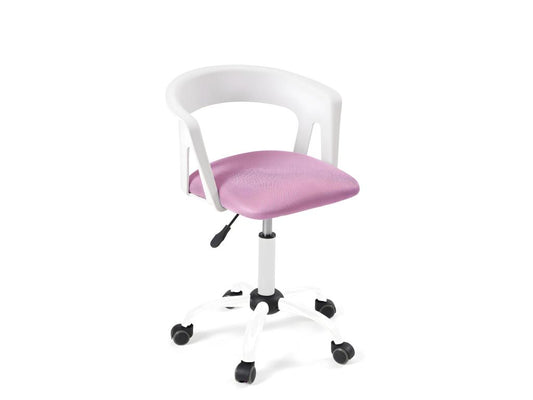 Laviecasa office chair with armrests, padded seat, adjustable height, swivel, white/pink BCDJ98859