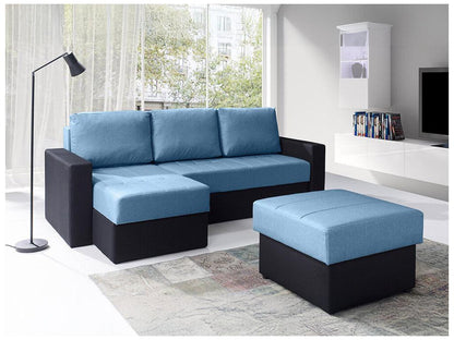 Meublori 118 Blue Pouf 48x70x70cm Upholstery Plastic Legs Storage Box