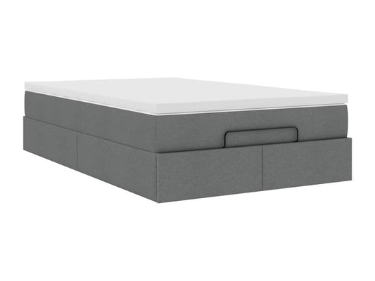 Ottoman bed frame with dark grey mattress 120x190 cm fabric