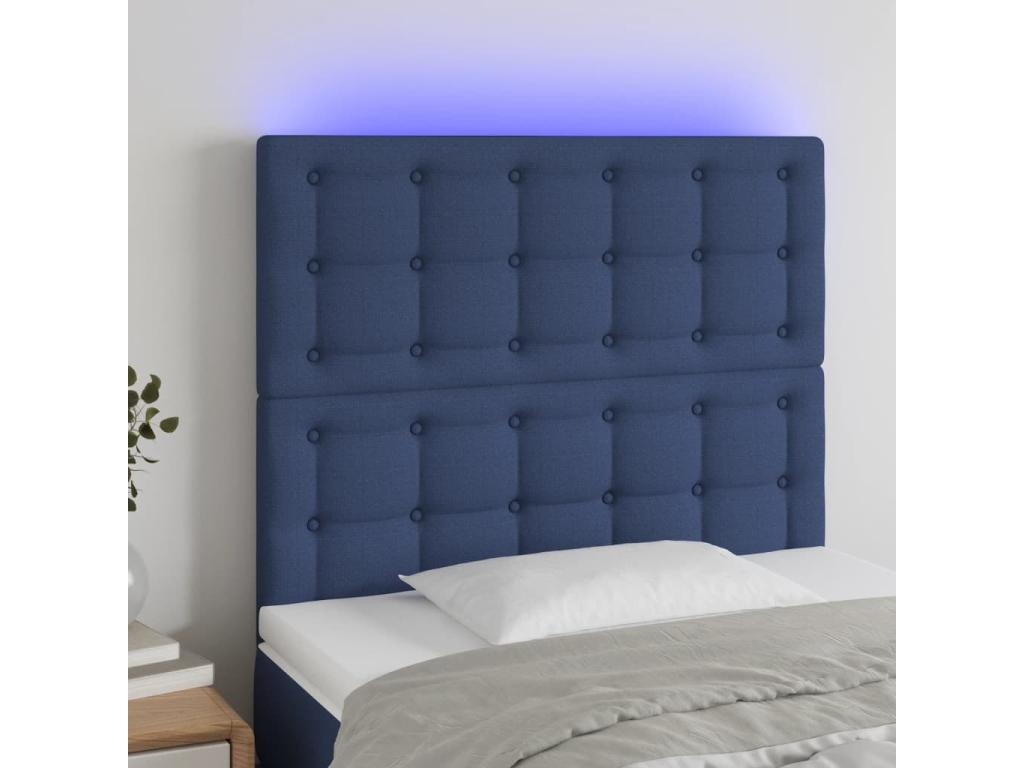 Blue LED Headboard 90x5x118/128 cm Fabric