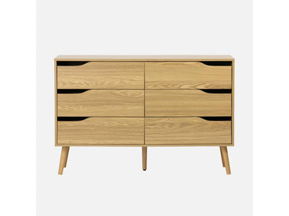 Chest of drawers with ash effect - 6 drawers - solid pine legs XXMR61257