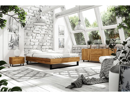 Meublori - Headless bed 140x200 in natural oiled wild oak