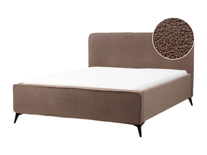 Bed with Bouclé Laviecasa 160x200 cm Brown Slatted Base ASED20009