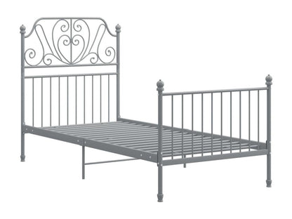 Bed frame without mattress, grey metal, 100x200 cm