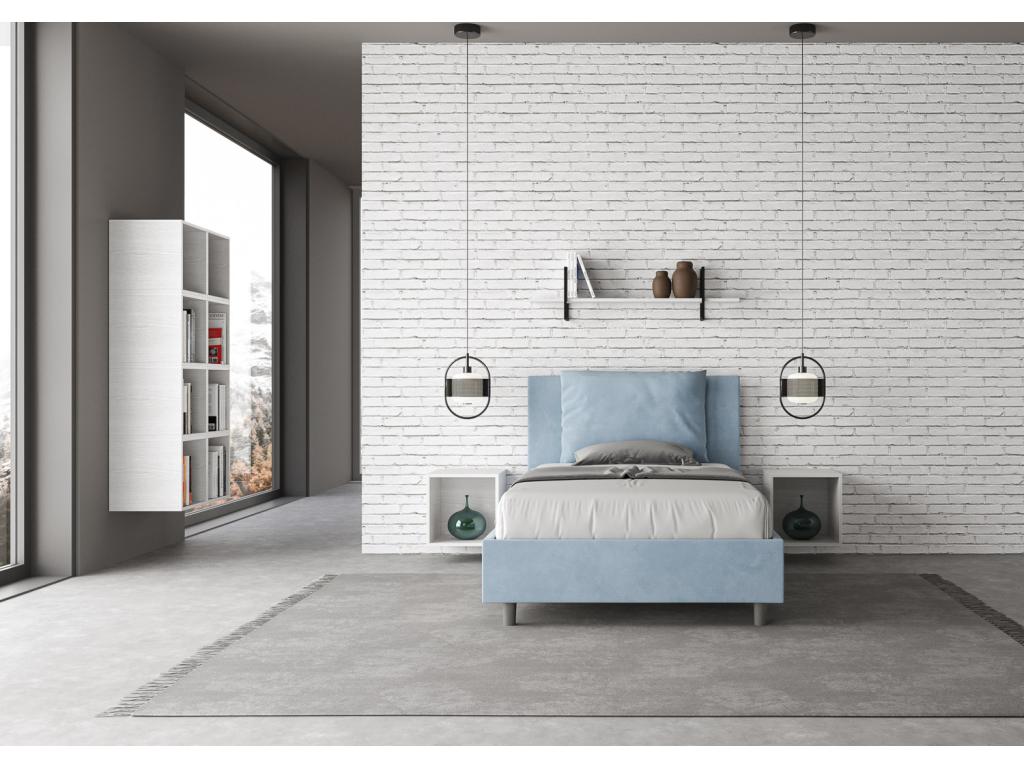 Single bed without slatted base, upholstered, 120x190 cm, light blue microfiber, Laviecasa IUTJ25495