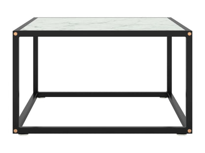 Black coffee table with white marble top, 60x60x35 cm