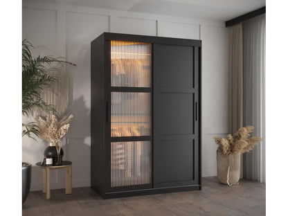 Meublori 3 Sliding Door Wardrobe 200/120/62 2 Doors Black