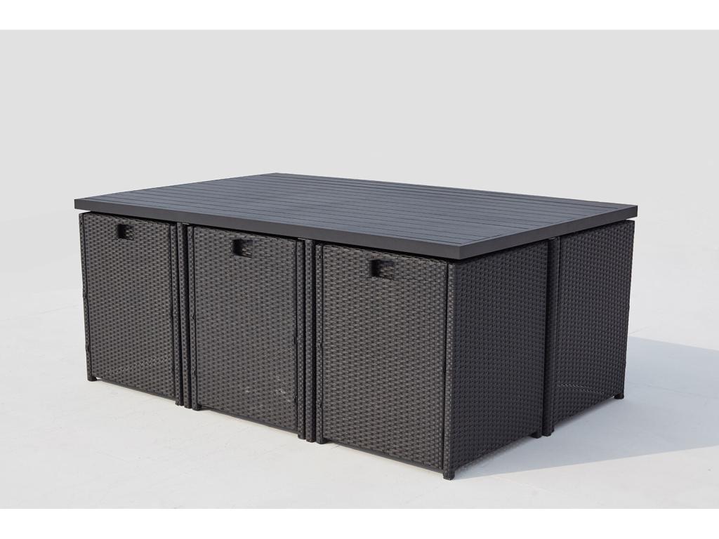 SUNSET PHYV18146 10-seater modular garden furniture set in black/white woven resin and aluminum