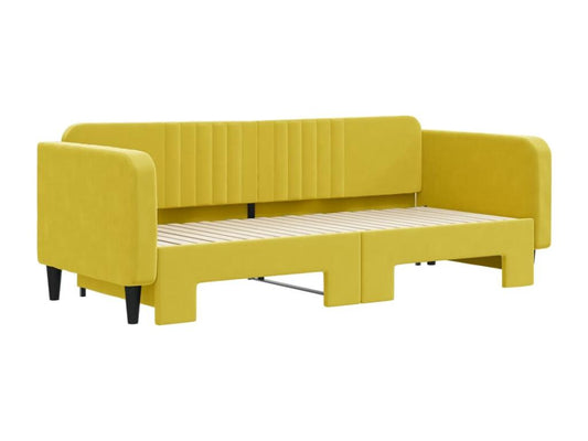 Daybed with pull-out bed, yellow, 90x200 cm, velvet, RZGI06460