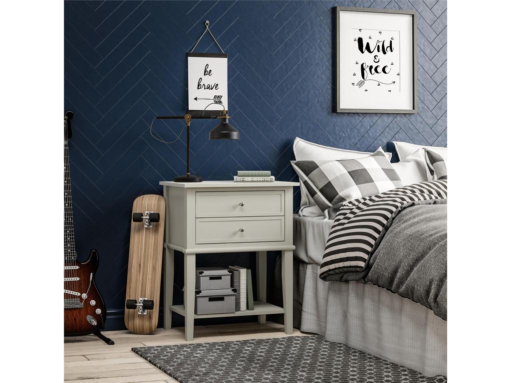 Meublori - Table with 2 drawers in white MDF