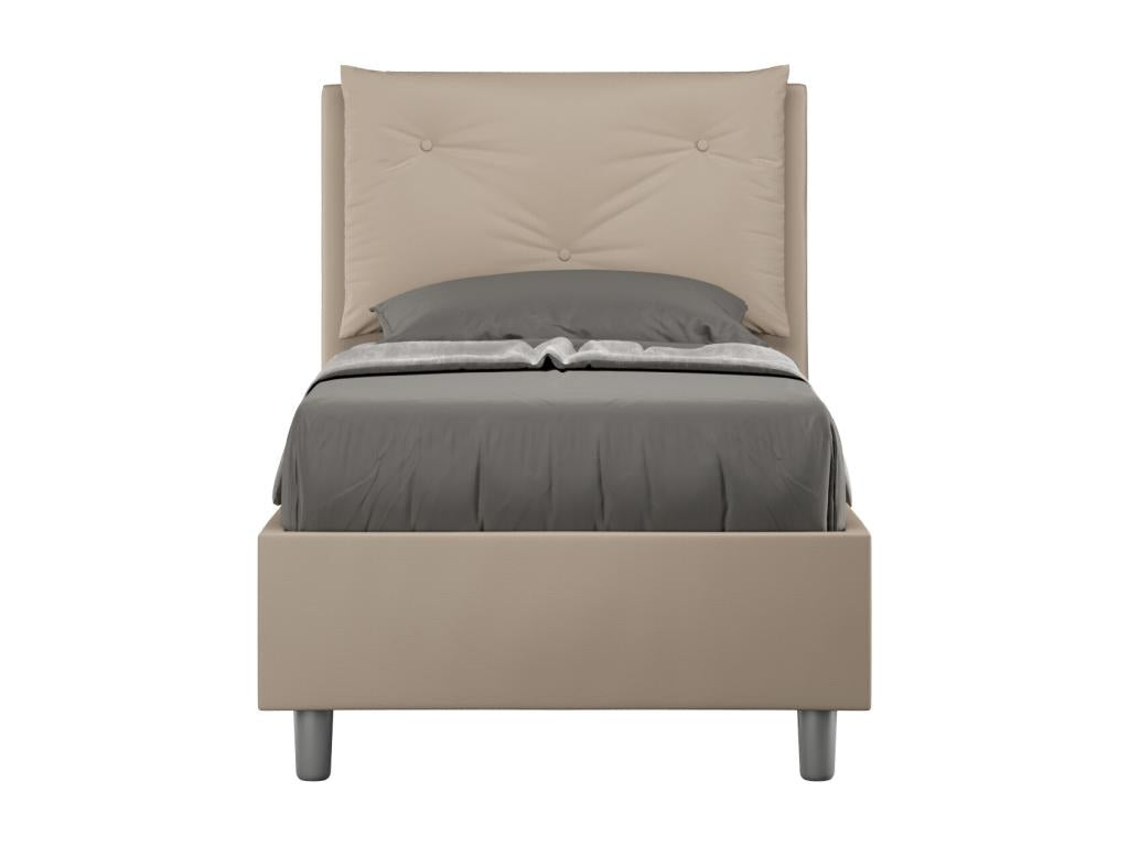 Laviecasa dove grey faux leather bed with padded slatted base 80x210 WJBA68506