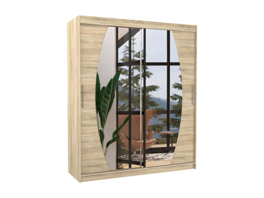 Laviecasa 180cm FXJE75915 2-Door Sliding Wardrobe in Light Wood with Mirror