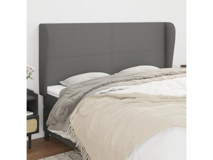 Headboard with wings, Dark Grey, 203x23x118/128 cm, Fabric SLQY51963