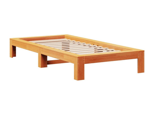 Bed frame without mattress brown wax 90x190 cm solid pine wood ZQPN75405