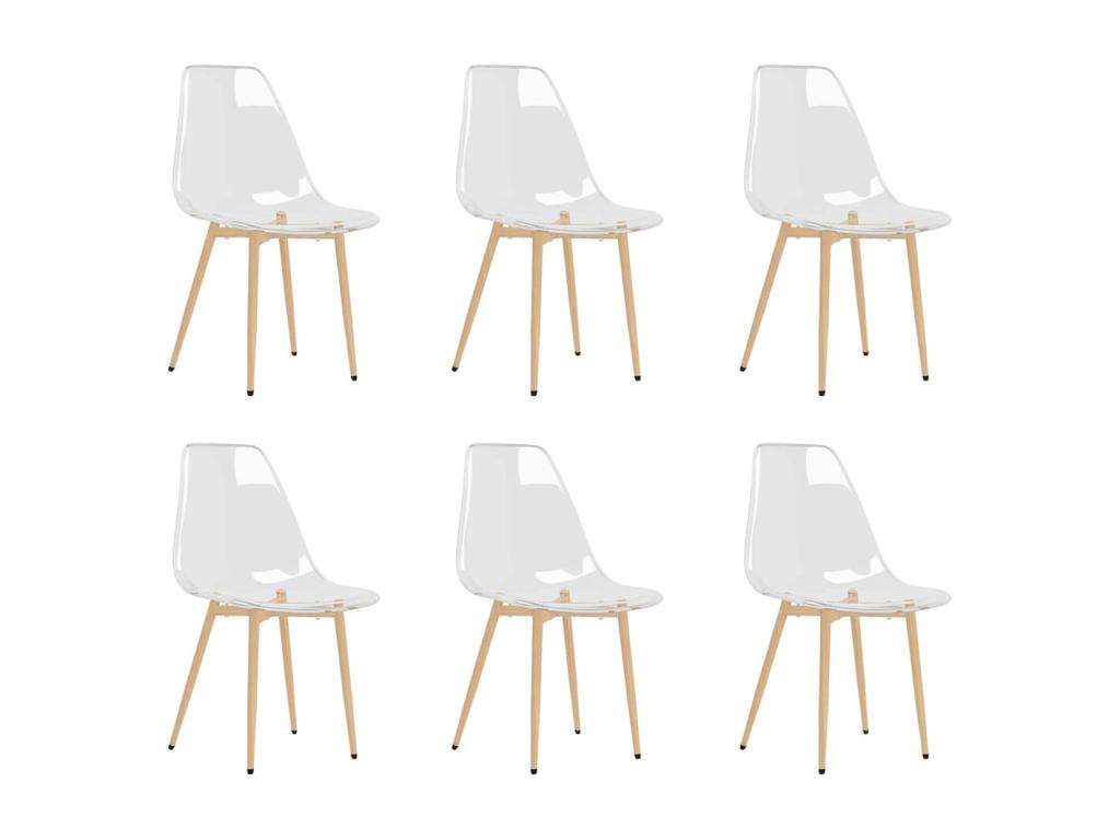 Dining Chairs, Set of 6, Transparent PET, JQDV63791