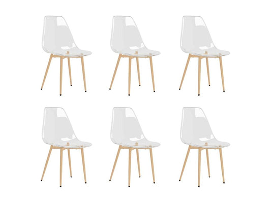 Dining Chairs, Set of 6, Transparent PET, JQDV63791