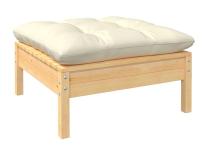 11-piece garden furniture set with cream cushions, pine wood ANDM64018