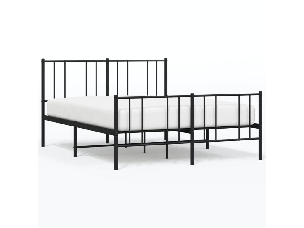 Metal bed frame with headboard/footboard, black, 150x200 cm