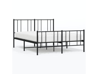 Metal bed frame with headboard/footboard, black, 150x200 cm