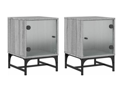 Laviecasa bedside tables and glass doors, 2 pcs, grey, 35x37x50 cm, ZAKA08647