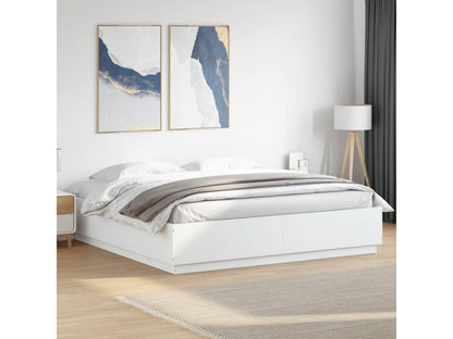 White bed frame 180x200 cm engineered wood