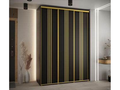 Laviecasa 6-Door Sliding Wardrobe 235.2/180/60 3 Doors Black/Black/Gold WIXY45111