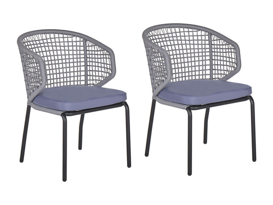 Set of 2 PALMI garden chairs with cushions, Grey Metal ZBBW59106