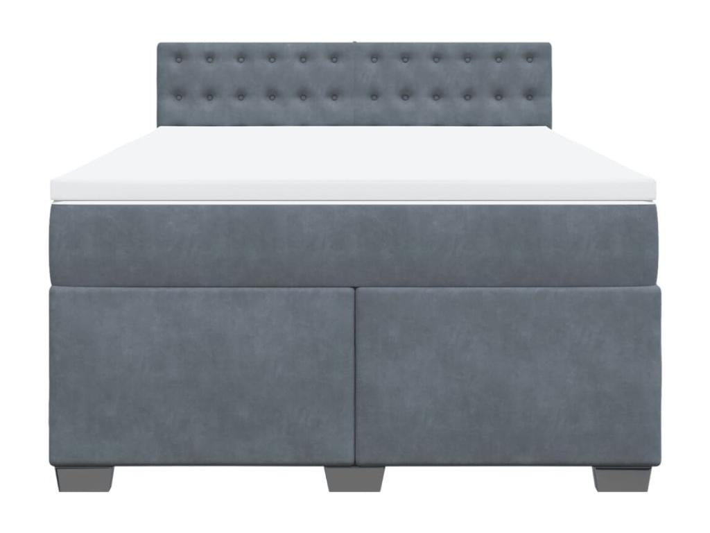 Meublori bed base and mattress, dark grey, 140x200cm, velvet
