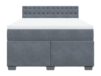 Meublori bed base and mattress, dark grey, 140x200cm, velvet