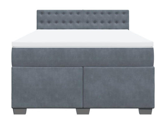 Meublori bed base and mattress, dark grey, 140x200cm, velvet