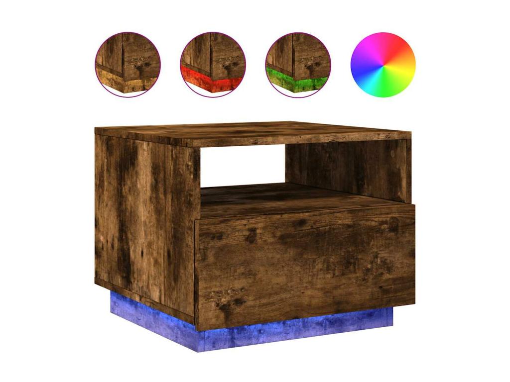 Coffee table with Laviecasaères LED, smoked oak, 50x49x40 cm, FYNH18466