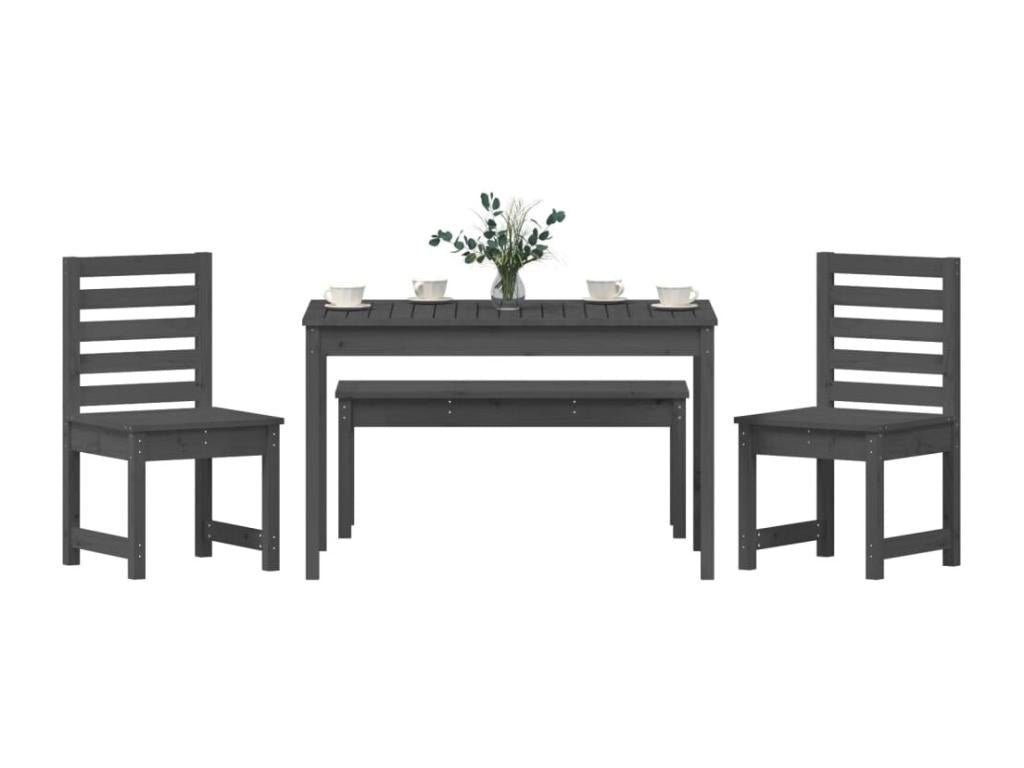 4-piece garden dining set, grey solid pine wood MRID71118