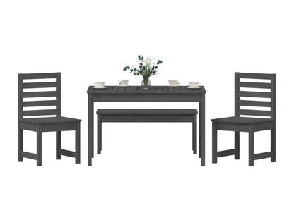 4-piece garden dining set, grey solid pine wood MRID71118